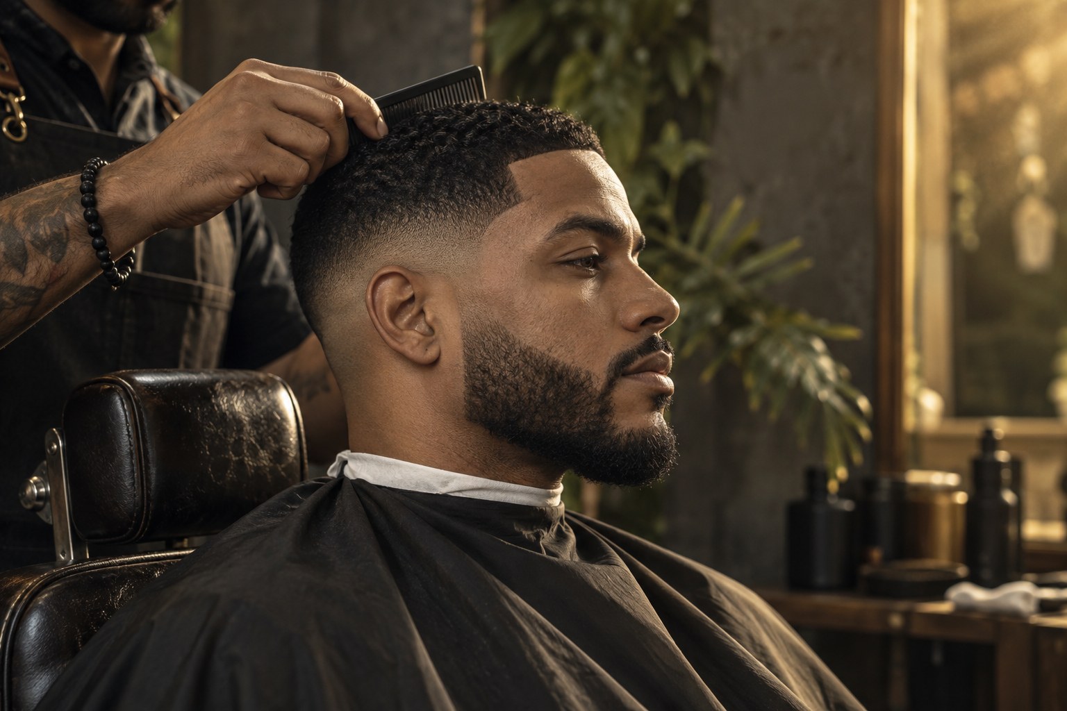 Referencia visual generada de un corte de barbería, no trabajo real de Rode